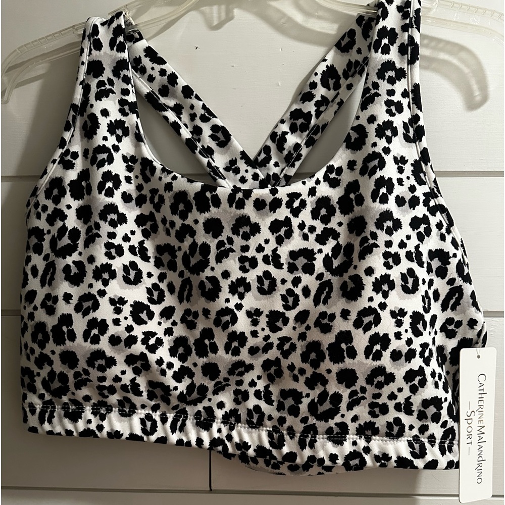 Catherine Malandrino Sports Bra Plus Size 2X Leopard Removable pads NWT